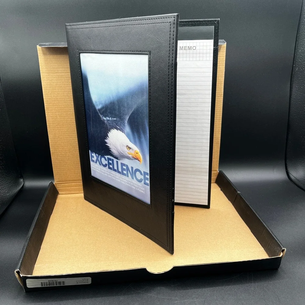 Successories Excellence Bald Eagle Black Faux Leather Padfolio Portfolio 9